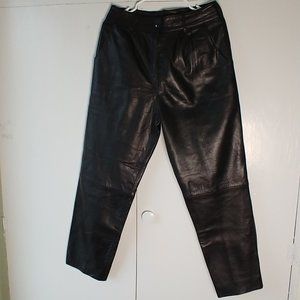 Vintage Sheep Skin High Waist Leather Pants Black EU Size 40/S